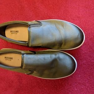 Satin Forest Green Slip Ons